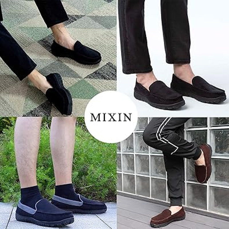 Mixin Mens Size 9.5 Gray Super Soft Slide On Moccasins Indoor Outdoor Slippers