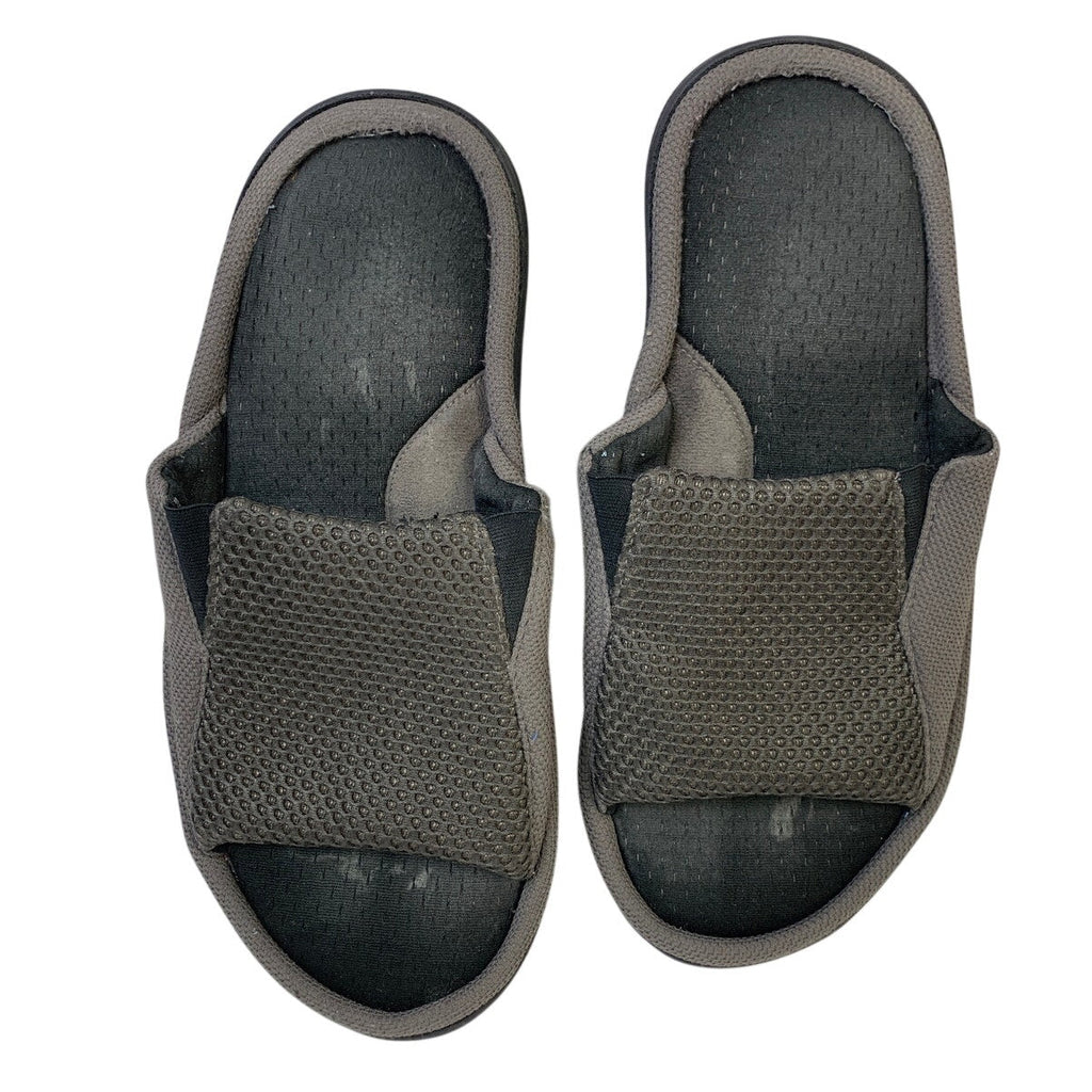 Longbay Mens Size 13-14 Gray Slippers Open Round Toe Slide On House Shoes
