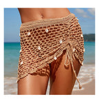 Overskirt Women Hollow Out Knitted Seaside Vacation Bikini Sexy Pure Hand Crocheting Shell Beach Skirt