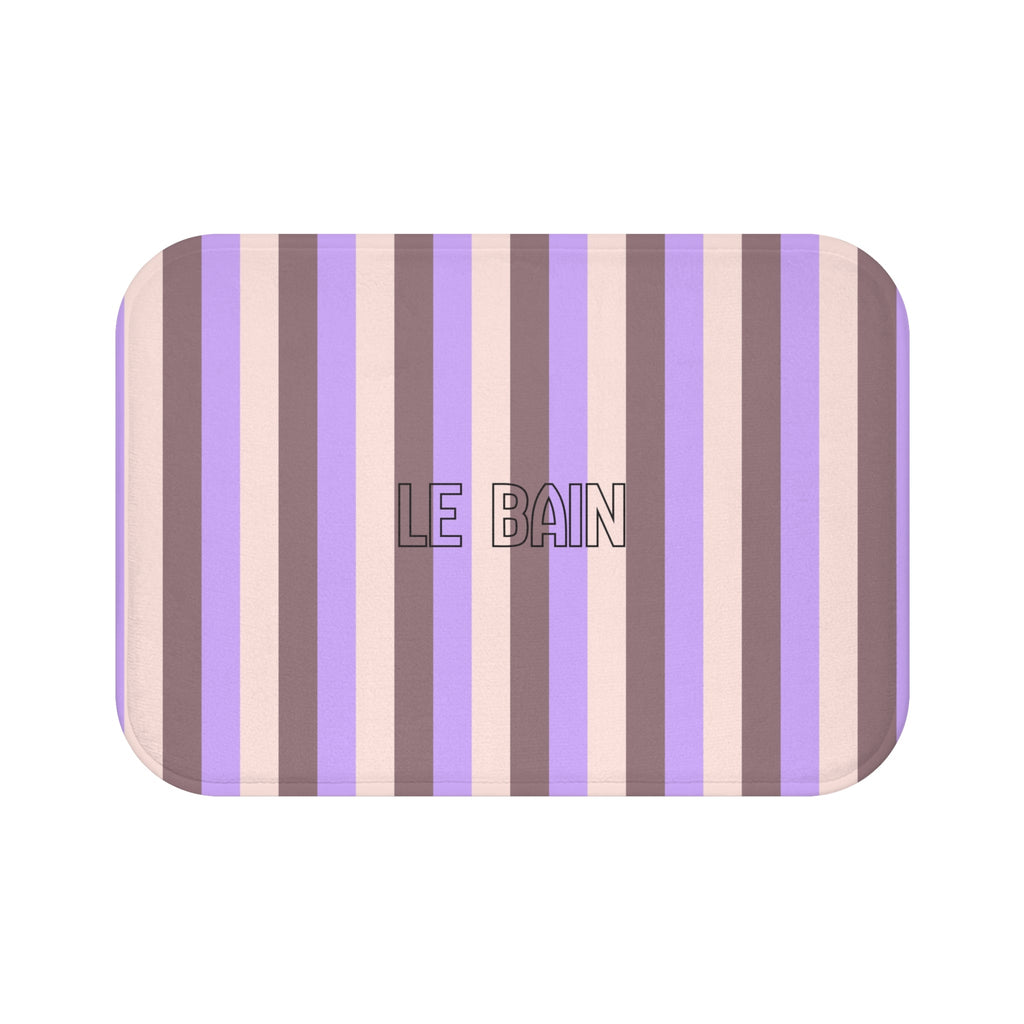 Le Bain Striped Bath Mat — Lavender & Taupe Modern Bathroom Rug