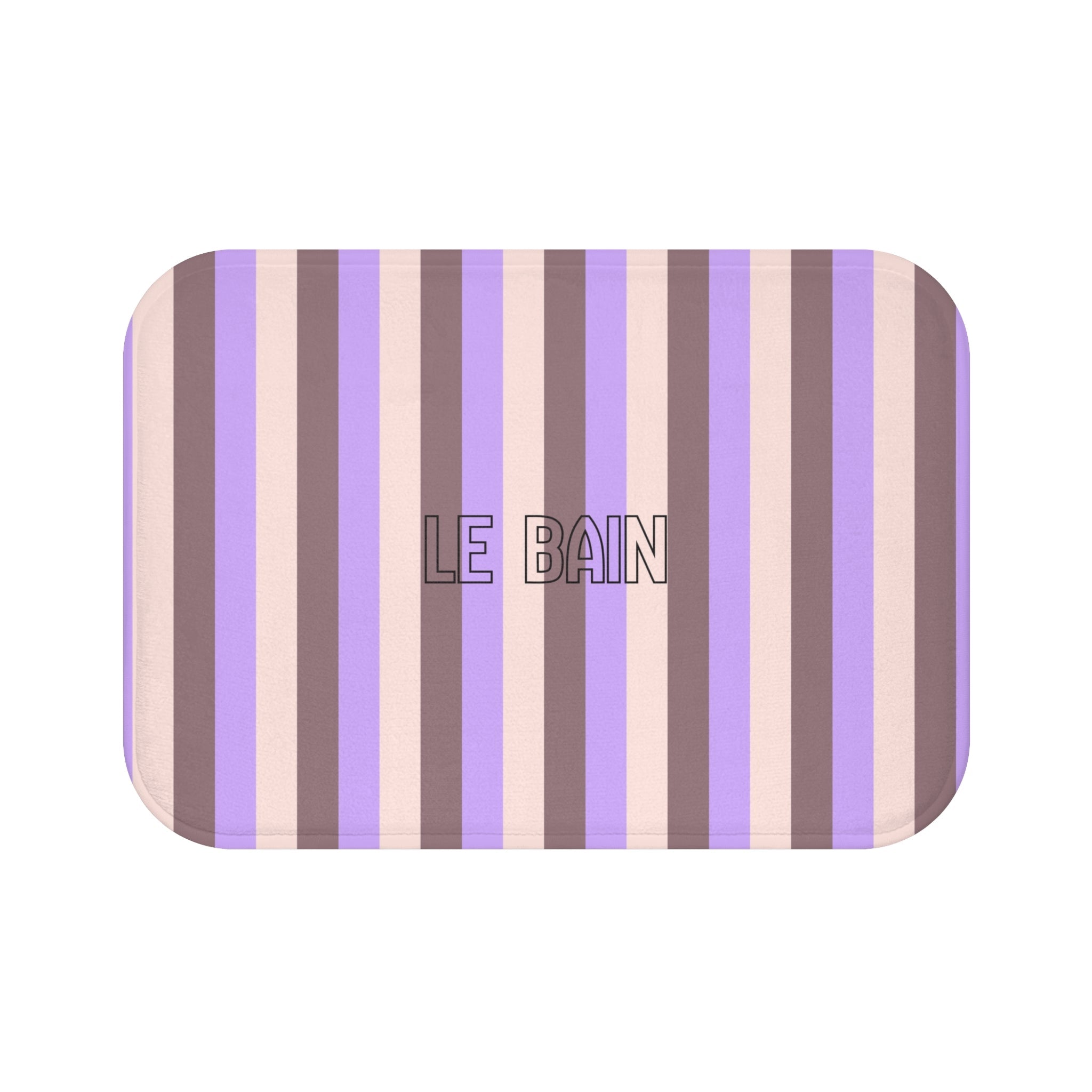 Le Bain Striped Bath Mat — Lavender & Taupe Modern Bathroom Rug