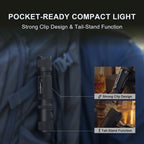 Powertac M5 Gen3 Tactical EDC Flashlight | 2030LM Super Bright | Auto-Magnetic Charge | IPX8 Waterproof & 2M Drop Resistant | 1-Inch Picatinny Mount Compatible
