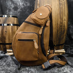 Retro Crazy Horseskin Men's Chest Bag