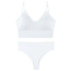 Women Seamless Bra Top Fitness Swimwear Push Up Exercise Bikini For Women 2 Pieces Ribbed Seamless Yoga Bikini Sets Sports Bra And Underwear Set 2 Piece High Waist Summer Bikini