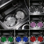 2PCS Diamond Car Coaster Water Cup Slot Non-Slip Mat Silica Gel Pad Bling Car Coasters Silicone Crystal Car Cup Holder Mat Car Gadget Universal Bling Car Cup Mat Holder Insert Crystal Rhinestone Vehicle Cup Coaster Bling Car Accessories for Woman