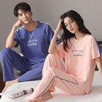 Couple Pajamas Men's Cotton Red Animal Year Trousers Short Sleeve Home Clothes Set