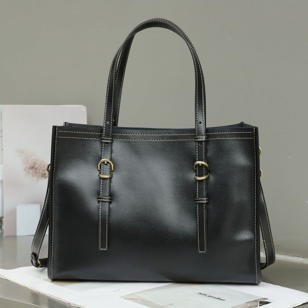 New Genuine Leather Women's Bag, Top-grain Cowhide Shopping Bag, Luxury Feel, Commuter Handbag, Single Shoulder And Crossbody Bag