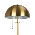 2-Light Floor Lamp – Gold Brass & Natural Rattan Tubes, Dual Pull Chain | Boho Living Room & Bedroom Lamp