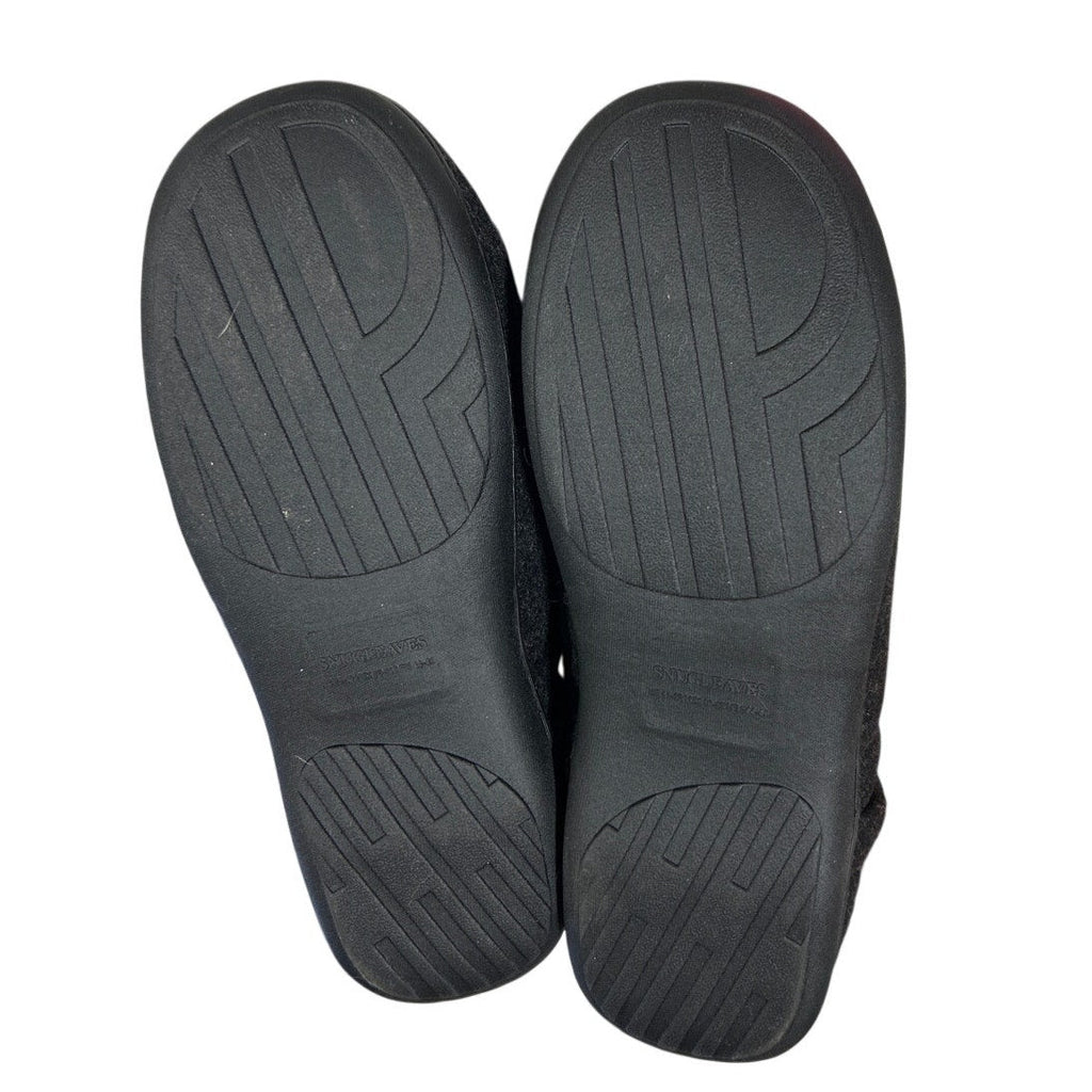 Snug Leaves Men Size 11/12 Black Faux Wool Elastic Sides Slide On House Slippers