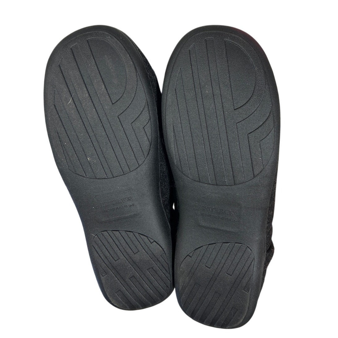 Snug Leaves Men Size 11/12 Black Faux Wool Elastic Sides Slide On House Slippers