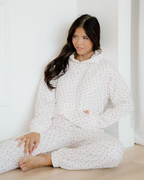 Rose Sweat Set Floral Kangaroo Pocket Hoodie Pants Set