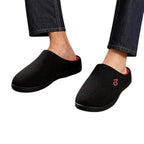 VeraCosy Mens Size 9/10 Red Black Slide On Memory Foam Rubber Sole Slippers