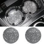 2PCS Diamond Car Coaster Water Cup Slot Non-Slip Mat Silica Gel Pad Bling Car Coasters Silicone Crystal Car Cup Holder Mat Car Gadget Universal Bling Car Cup Mat Holder Insert Crystal Rhinestone Vehicle Cup Coaster Bling Car Accessories for Woman