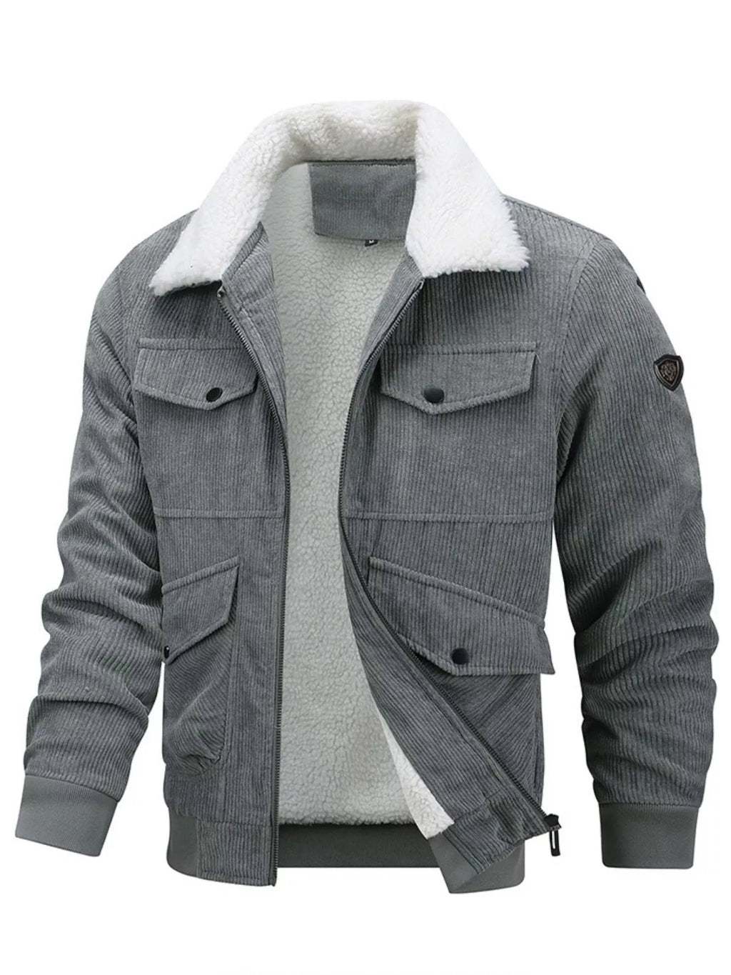 Men's Plus Size Corduroy Sherpa Lined Winter Coat