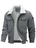 Men's Plus Size Corduroy Sherpa Lined Winter Coat