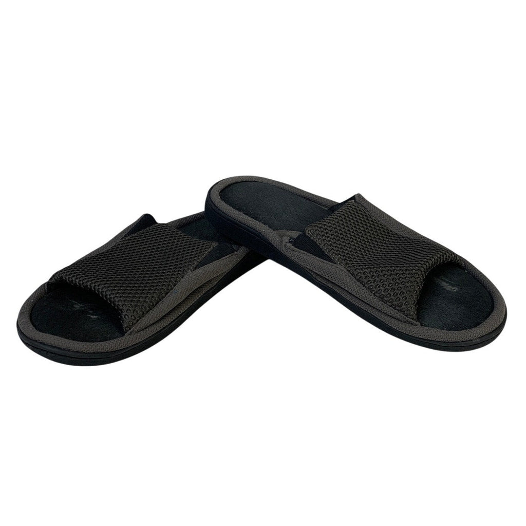 Longbay Mens Size 13-14 Gray Slippers Open Round Toe Slide On House Shoes