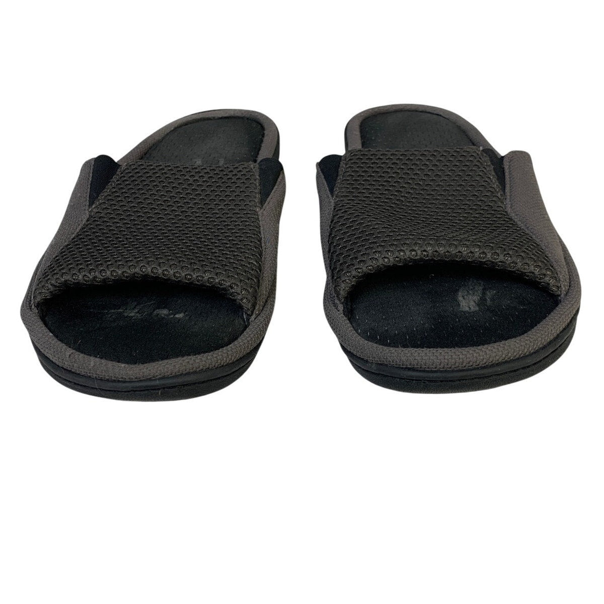 Longbay Mens Size 13-14 Gray Slippers Open Round Toe Slide On House Shoes