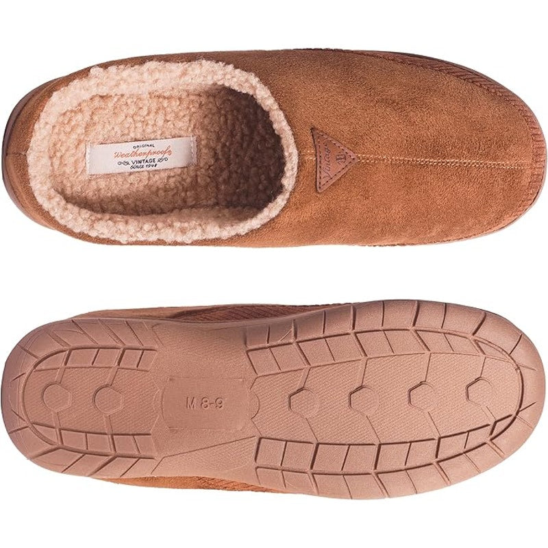 New In Box Weatherproof Vintage Mens Size Medium 9-10 Brown Memory Foam Slippers