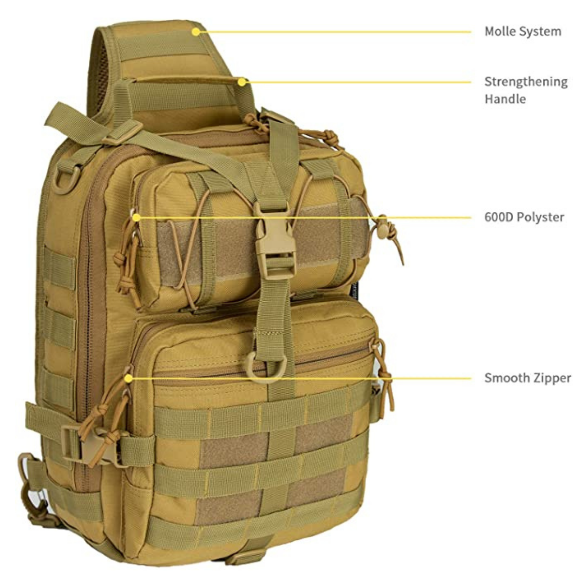 JupiterGear Tactical Military Sling Backpack 15L Shoulder Bag Molle Outdoor Daypack Backpack with Adjustable Strap
