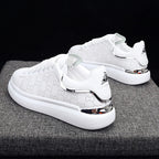 New Fashion White High Quality Women's White Thick Soled Sports Casual Couple Shoes Summer Lace-Up Trainers Gym Tennis Running Breathable High Quality Sneakers
