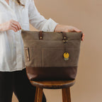 Harriet Tote Bag | Fatigue Washed Canvas + Brown Leather
