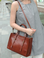 New Genuine Leather Women's Bag, Top-grain Cowhide Shopping Bag, Luxury Feel, Commuter Handbag, Single Shoulder And Crossbody Bag