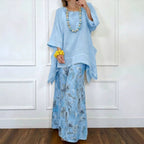 Irregular Hem Drop-Shoulder Top & Wide-Leg Pants Set | 3 Colors