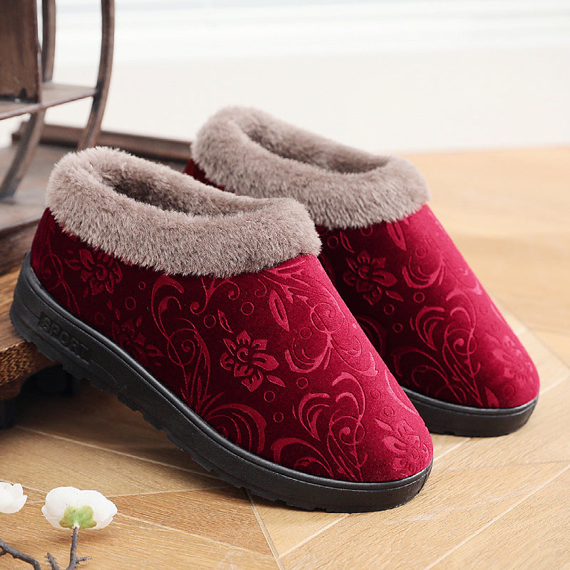 Home Slippers For Women Winter Warm Plush Cotton Home Slippers Women Non Slip Velvet Cotton Couple Soft Shoes Indoor Warm Fuzzy Plush Fleece Lining Bedroom Comfy Home Living Room Shoes