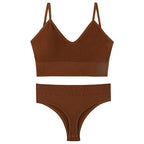 Women Seamless Bra Top Fitness Swimwear Push Up Exercise Bikini For Women 2 Pieces Ribbed Seamless Yoga Bikini Sets Sports Bra And Underwear Set 2 Piece High Waist Summer Bikini