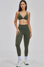 The Seraphine Layered V Sports Bra Leggings 2-Piece Set