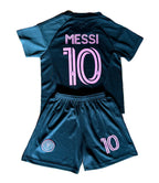 Lionel Messi Black Miami 2025 Kids Soccer Jersey Set Football