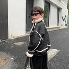 Boy's Leather Jacket Fleece Padded Coat Autumn And Winter Clothing