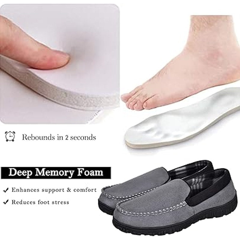 Mixin Mens Size 9.5 Gray Super Soft Slide On Moccasins Indoor Outdoor Slippers
