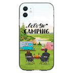 Custom Personalized Camping Phone Case - Couple With Upto 3 Kids And 4 Pets - Gift Idea For Camping Lover - Let's Go Camping - Case For iPhone And Samsung
