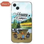 Custom Personalized Camping Phone Case - Parents With 1 Kid And 1 Pet - Best Gift For Family - Happy Camper - Case For iPhone And Samsung