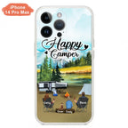 Custom Personalized Camping Phone Case - Parents With 1 Kid And 1 Pet - Best Gift For Family - Happy Camper - Case For iPhone And Samsung