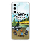 Custom Personalized Camping Phone Case - Parents With 1 Kid And 1 Pet - Best Gift For Family - Happy Camper - Case For iPhone And Samsung