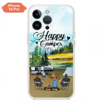 Custom Personalized Camping Phone Case - Parents With 1 Kid And 1 Pet - Best Gift For Family - Happy Camper - Case For iPhone And Samsung