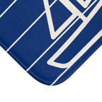 Nautical Blue “Le Bain” Bath Mat — Striped Kid's Sailboat Bathroom Rug