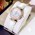 Women's Rose Gold Quartz Watch Petite Leather Strap Dial