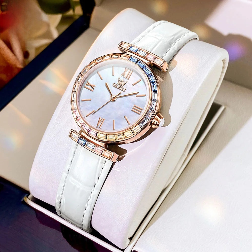 Women's Rose Gold Quartz Watch Petite Leather Strap Dial