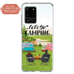 Custom Personalized Camping Phone Case - Couple With Upto 3 Kids And 4 Pets - Gift Idea For Camping Lover - Let's Go Camping - Case For iPhone And Samsung