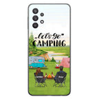 Custom Personalized Camping Phone Case - Couple With Upto 3 Kids And 4 Pets - Gift Idea For Camping Lover - Let's Go Camping - Case For iPhone And Samsung