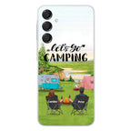 Custom Personalized Camping Phone Case - Couple With Upto 3 Kids And 4 Pets - Gift Idea For Camping Lover - Let's Go Camping - Case For iPhone And Samsung