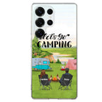 Custom Personalized Camping Phone Case - Couple With Upto 3 Kids And 4 Pets - Gift Idea For Camping Lover - Let's Go Camping - Case For iPhone And Samsung