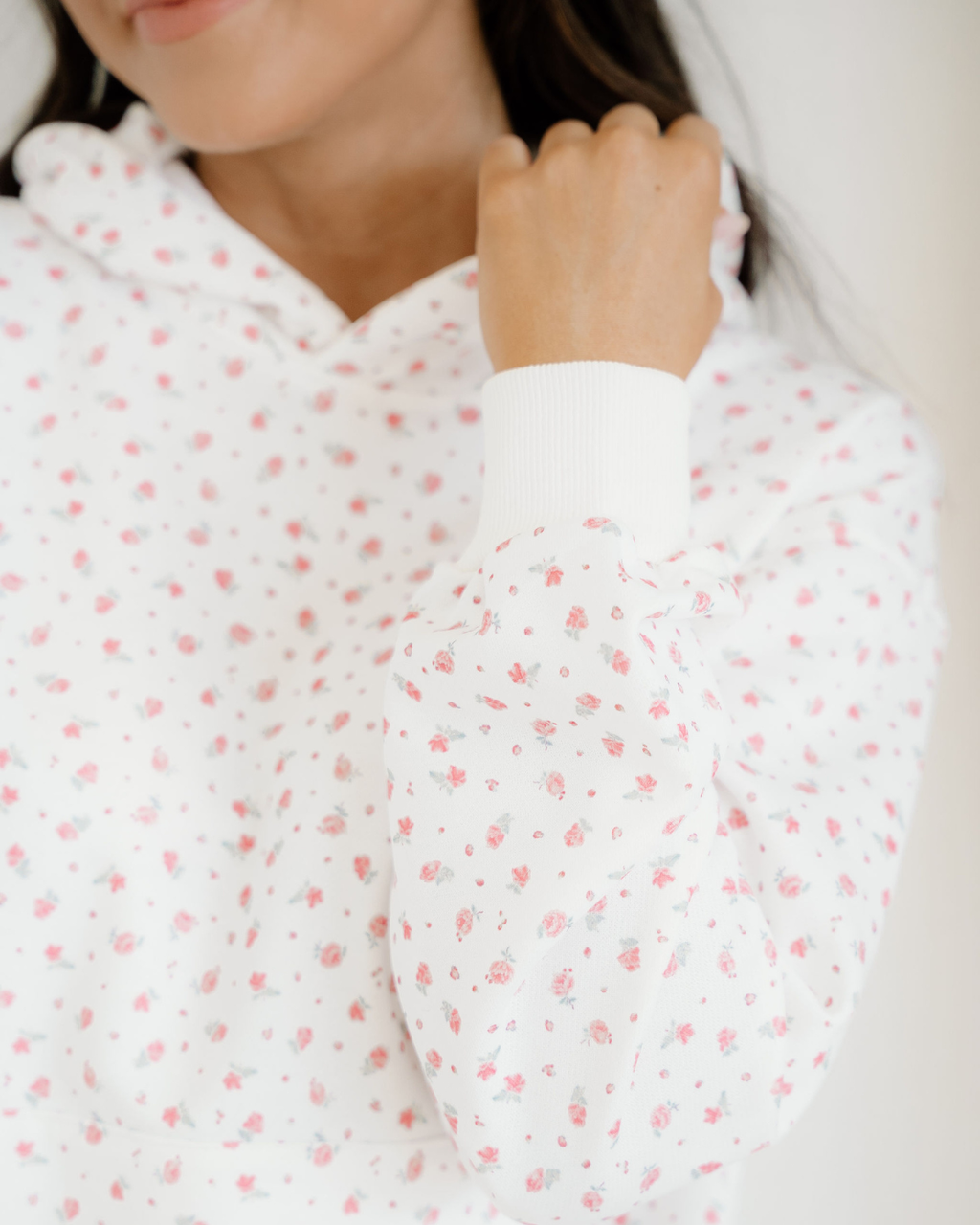 Rose Sweat Set Floral Kangaroo Pocket Hoodie Pants Set