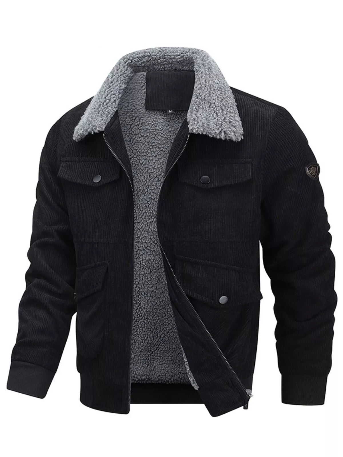 Men's Plus Size Corduroy Sherpa Lined Winter Coat