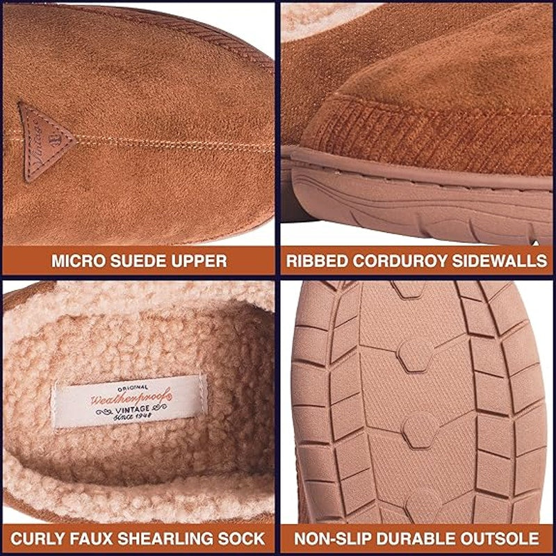 New In Box Weatherproof Vintage Mens Size Medium 9-10 Brown Memory Foam Slippers