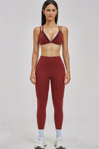 The Seraphine Layered V Sports Bra Leggings 2-Piece Set