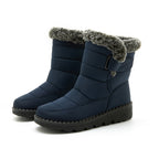 Snow Boots Winter Warm Hook And Loop Fastener Plush Shoes Women Waterproof Low Heels Platform Ankle Boots